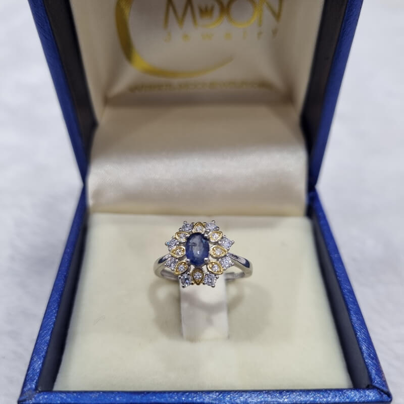 Nhẫn Đính Đá Sapphire thiên nhiên Free Size - MOON Jewelry