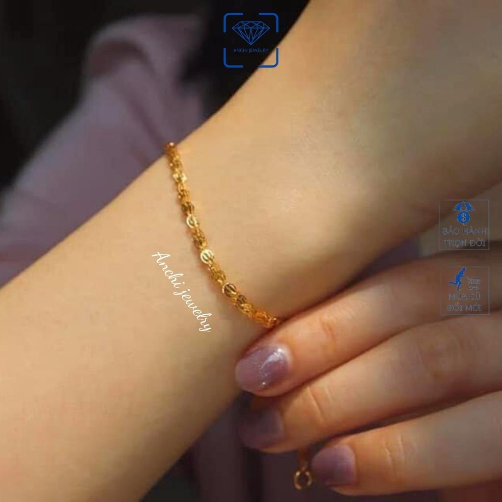 Lắc tay đuôi phụng nữ bạc mạ vàng sợi to trơn cá tính, Anchi jewelry