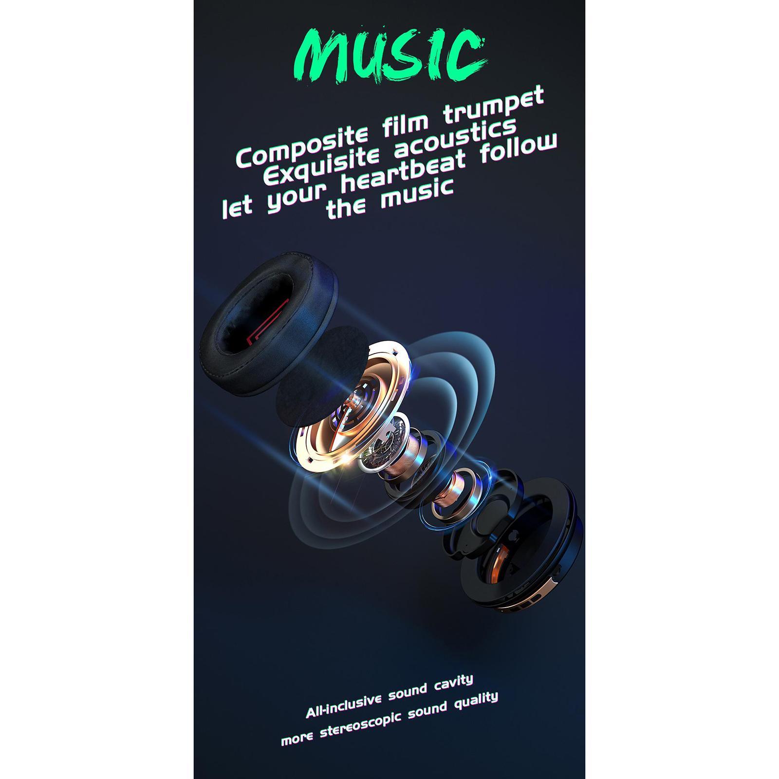 Bluetooth Headphones Over Ear Foldable Built-in Mic Soft Earmuffs