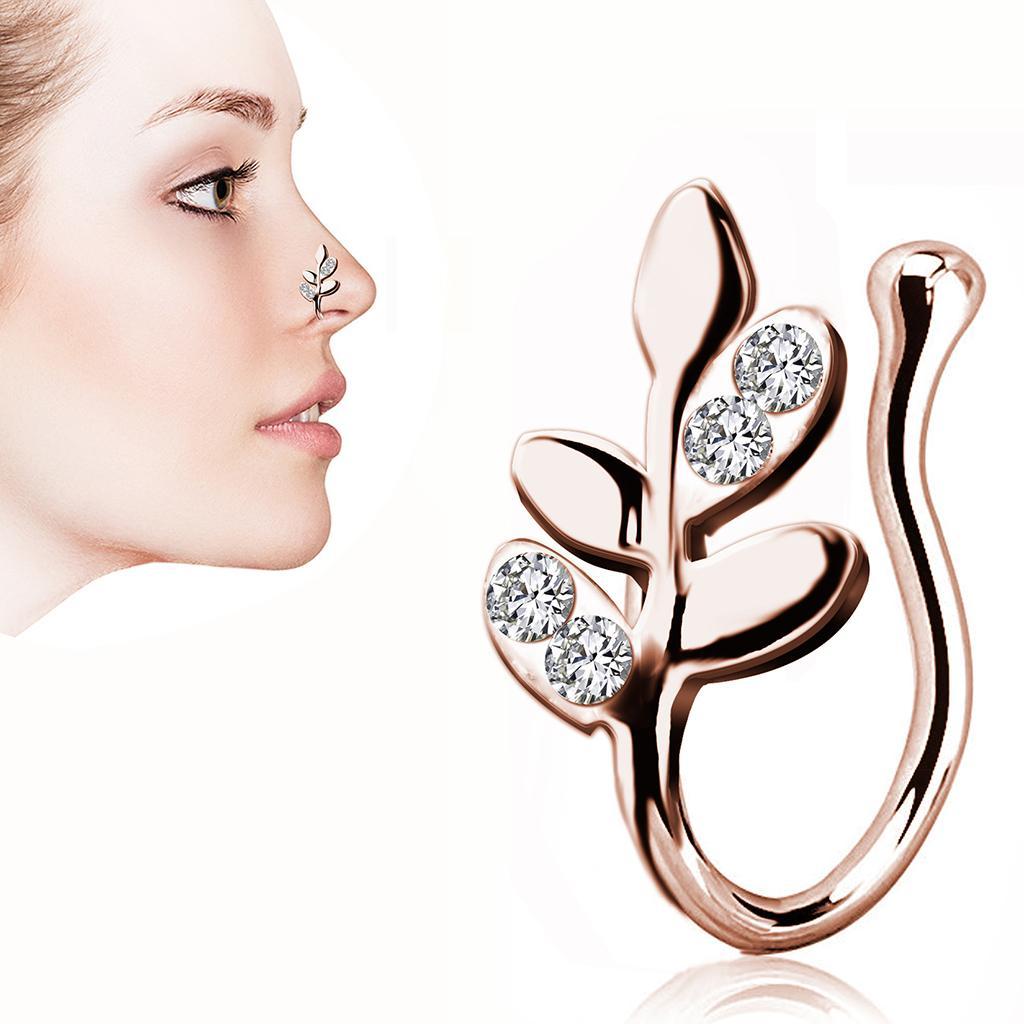 2x Crystal Fake Nose Rings 18G Faux Fake Lip Ear Nose Septum Ring 18 Gauge