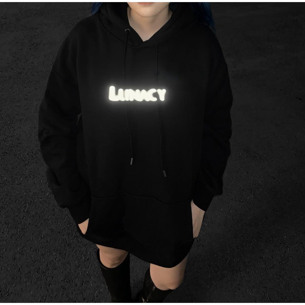 Áo Khoác Hoodie Nỉ Có Mũ Form Rộng LUNACY In Phản Quang Unisex Nam Nữ Ulzzang