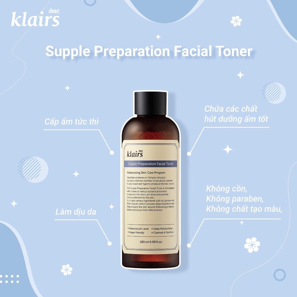 Nước hoa hồng đặc biệt cho da nhạy cảm Dear, Klairs Supple Preparation Facial Toner Hàn Quốc 180ml
