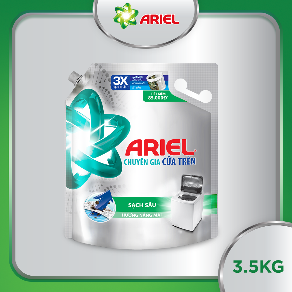 Nước giặt Ariel chuyên gia cửa trên Sạch sâu hương nắng mai