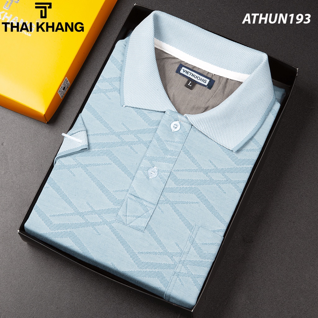 Áo thun nam tay lỡ có cổ có túi trung niên vải cotton xốp cao cấp ATHUN19