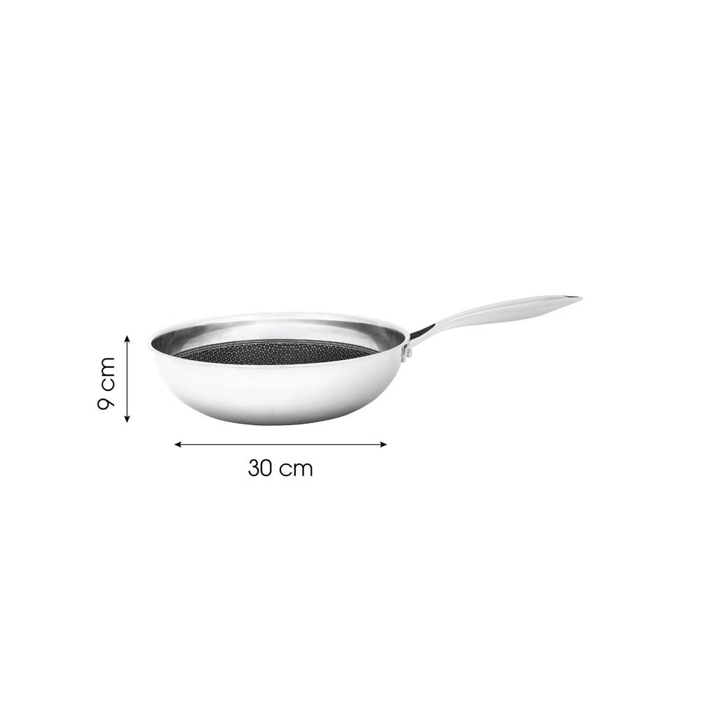 Chảo chống dính sâu lòng Kims Cook Blackcube inox 3 lớp đúc liền đáy từ , Tặng 1 sạn inox