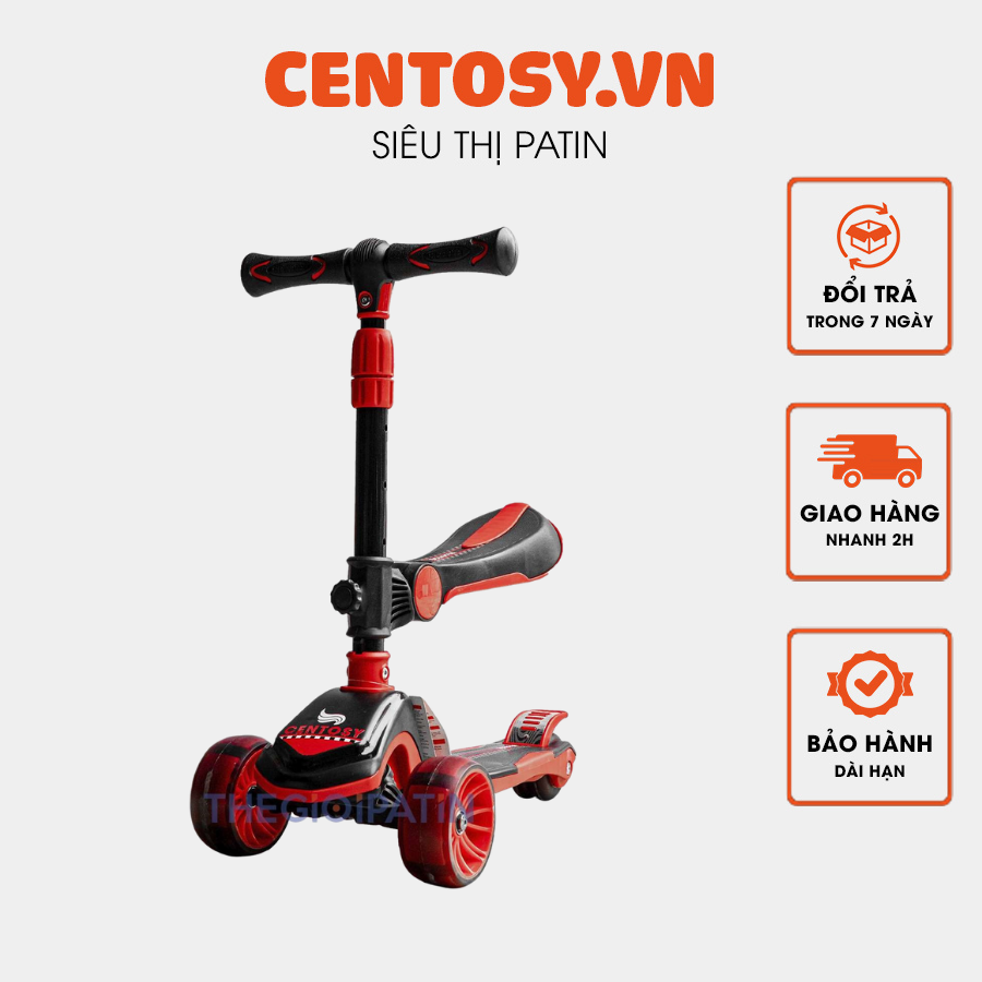 Xe trượt scooter trẻ em S8 2IN1 có ghế ngồi 3 bánh phát sáng