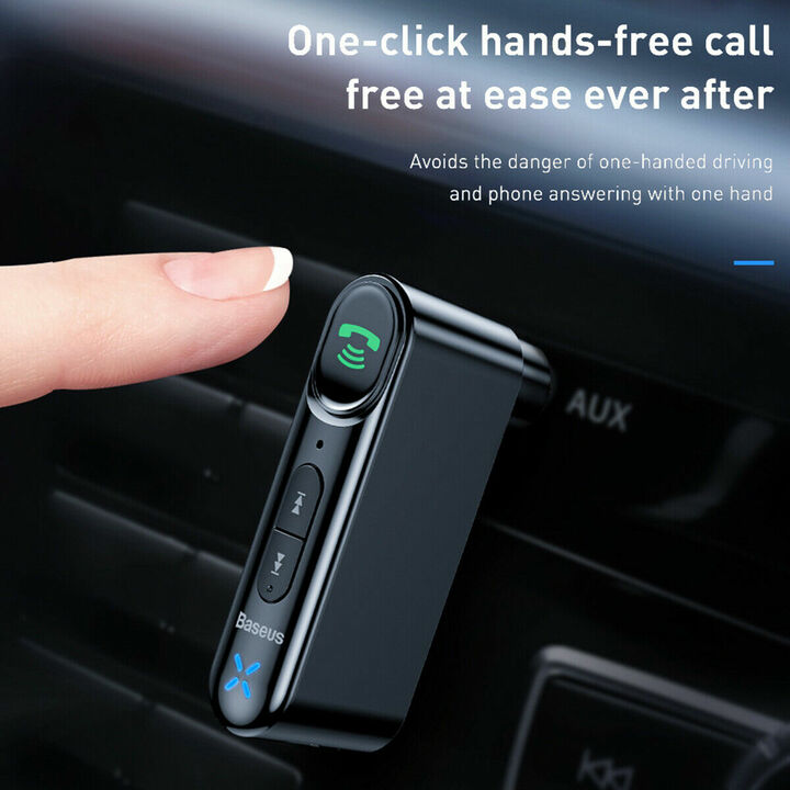 Bộ Bluetooth Receiver WXQY-01 dùng cho ô tô, xe hơi nhãn hiệu Baseus Qiyin AUX kết nối Bluetooth V5.0 thu tín hiệu âm thanh truyền từ các thiết bị di động và xuất ra cổng Audio AUX 3.5mm - Hàng Nhập Khẩu