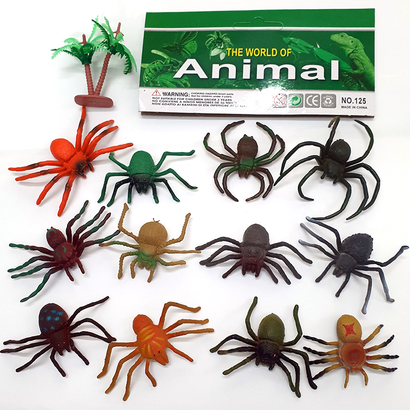 Bộ 12 ĐỒ CHƠI NHỆN GIẢ như thật (5-7 cm) MÔ HÌNH NHỆN NHỰA Spider chọc ghẹo troll bạn hù dọa Halloween Spiderman