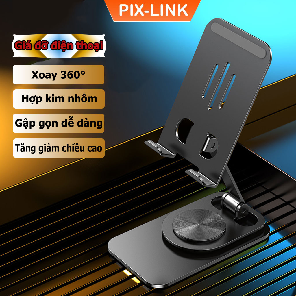 Giá đỡ điện thoại xoay 360 độ, giá đỡ hợp kim nhôm Pix-link X202 dành cho điện thoại, máy tính bảng, dễ dàng gập gọn - Hàng chính hãng/hàng nhập khẩu