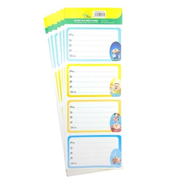 Bộ 4 Nhãn Học Sinh The Sun 4 Ô (6 Tờ/Xấp) (Mẫu Màu Giao Ngẫu Nhiên)
