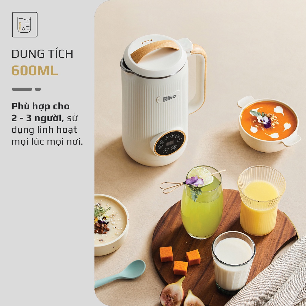 Máy Làm Sữa Hạt Mini OLIVO CB400 PRO Thương Hiệu Mỹ, 7 Chức Năng Dung Tích 0.6 Lít Công Suất 600 W - Hàng Chính Hãng