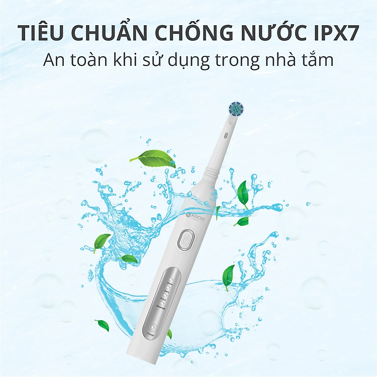 Bàn chải điện đầu xoay tròn Kachi MK361 kèm đế sạc không dây và 2 đầu bàn chải