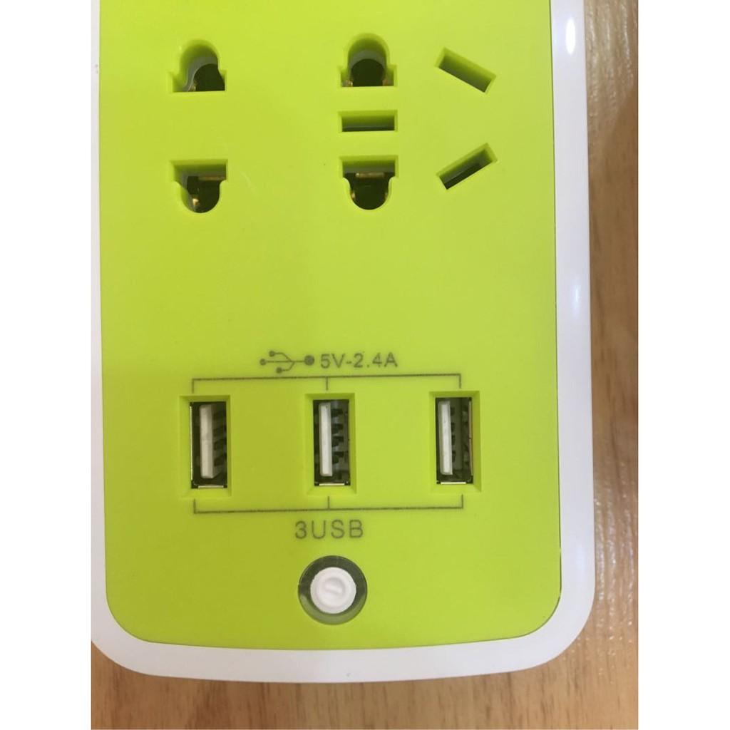 Ổ CẮM ĐIỆN CHỐNG GIẬT KÈM CHÂN CẮM USB XANH LÁ