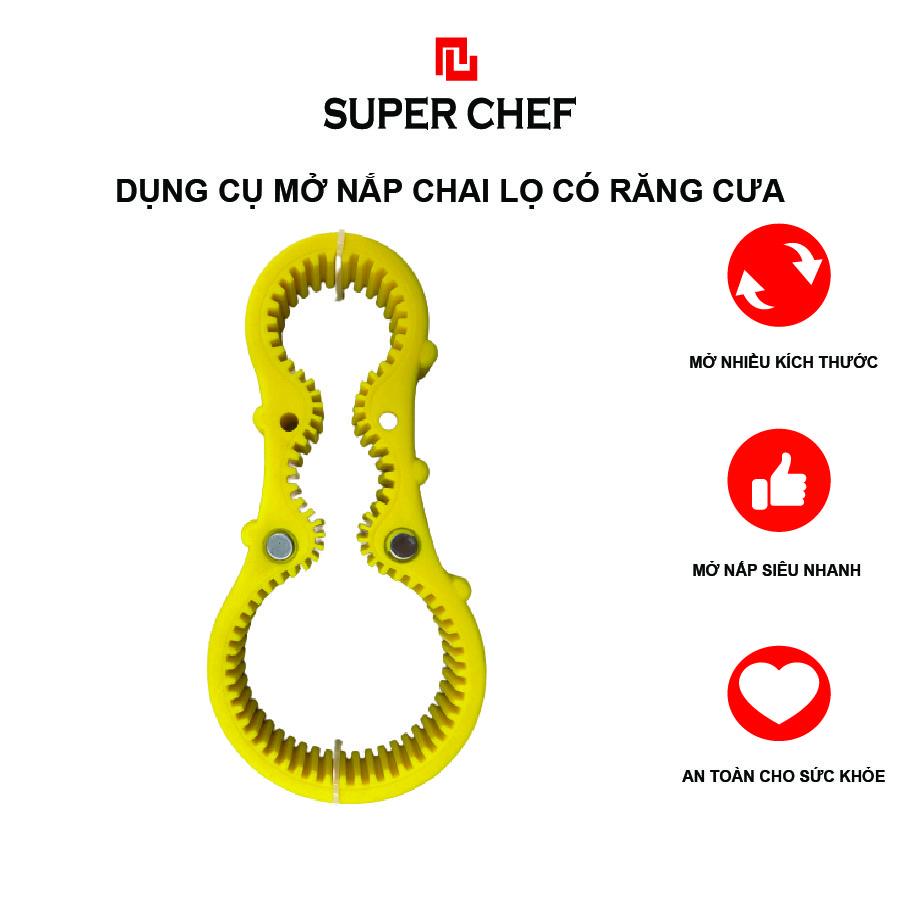 Dụng Cụ Mở Nắp Chai Lọ Có Nam Châm SuperChef Mở Nắp Hộp 4 Tầng Siêu Nhanh