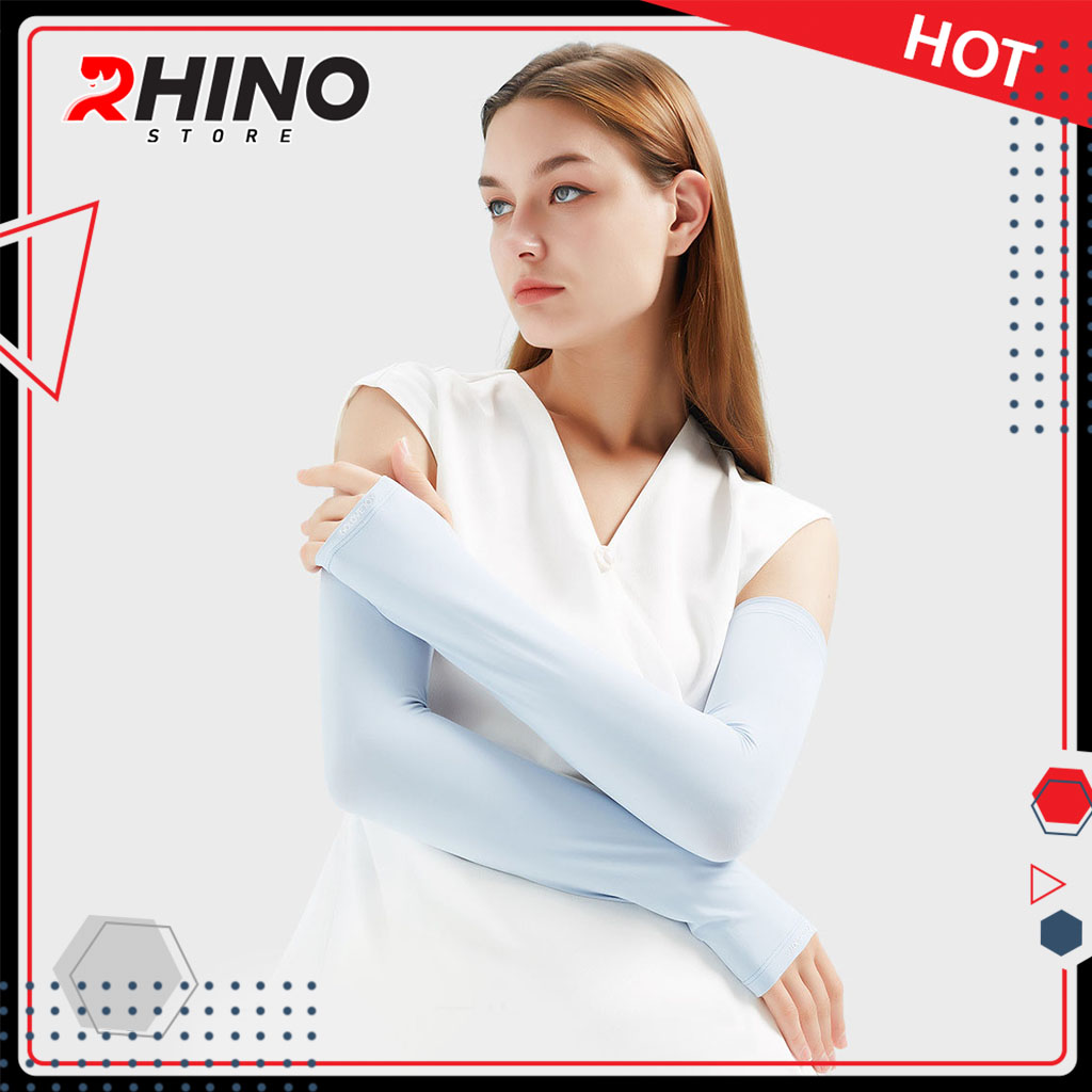 Găng Tay Băng Lụa Xỏ Ngón Chống Nắng Rhino S102, Tất Tay Nam Nữ, Chống Tia Uv, Chống Bụi, Upf50, Hàng Chính Hãng - Xanh Dương