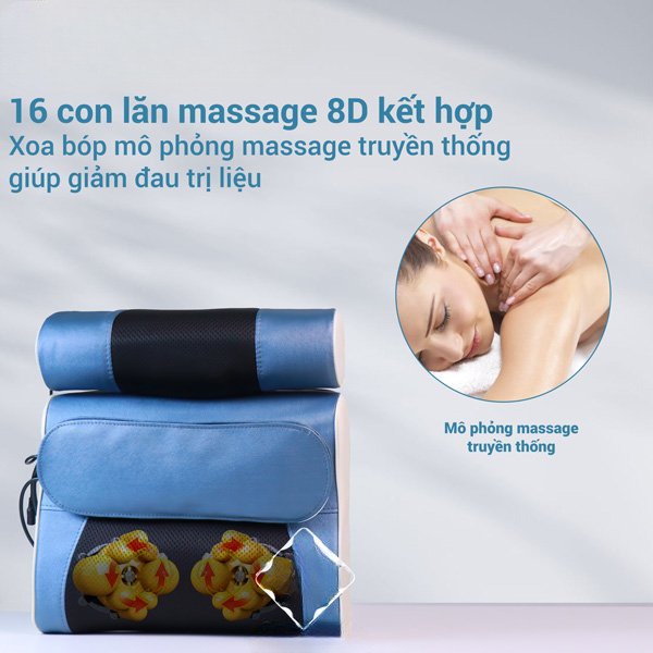 Gối massage cổ vai gáy, máy massage, gối massage hồng ngoại 16 bi cao cấp hỗ trợ mát xa vùng cổ,vai gáy hiệu quả
