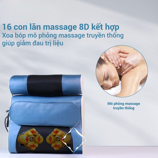 Gối massage cổ vai gáy, máy massage, gối massage hồng ngoại 16 bi cao cấp hỗ trợ mát xa vùng cổ,vai gáy hiệu quả