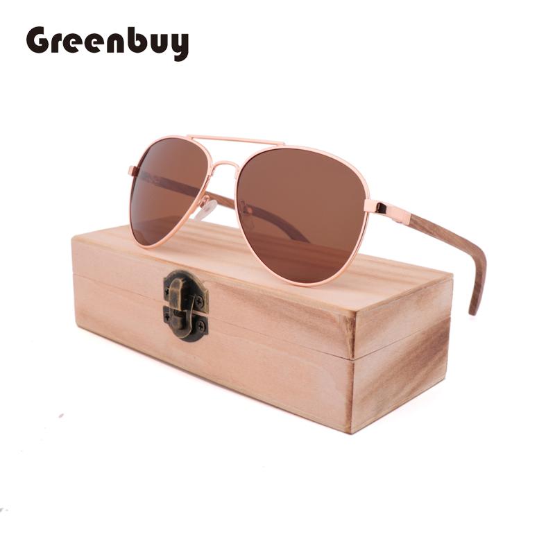 Thời Trang Retro Ổ Hàng Không Bằng Gỗ Kim Loại Nữ Phân Cực Thương Hiệu Thiết Kế Gương Ban Đầu Kính Chống Nắng Cho Nam UV 400