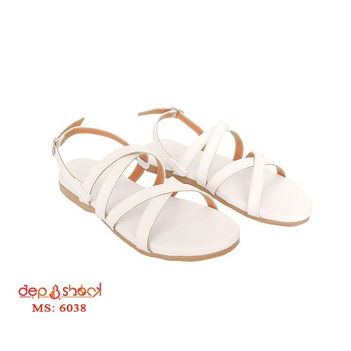 Sandal học sinh quai chéo đế bằng big size 42 43  chĩnh hangx cao cấp Đẹp &amp; shockt MS 6038