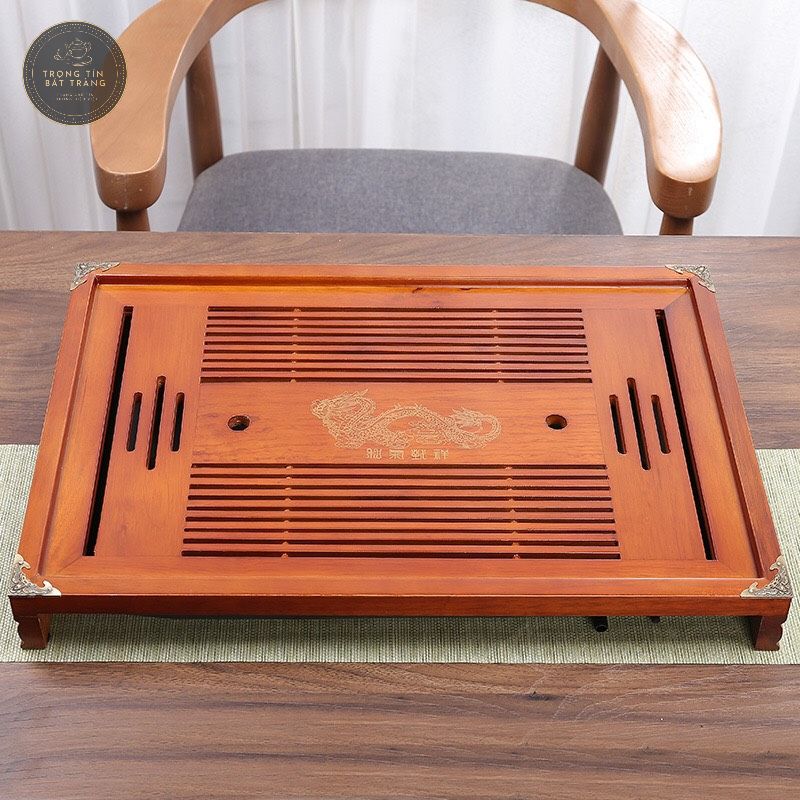 Khay Trà Tre Cao Cấp Bọc Đồng 4 Góc Kích Thước 51*33*5 KT 48