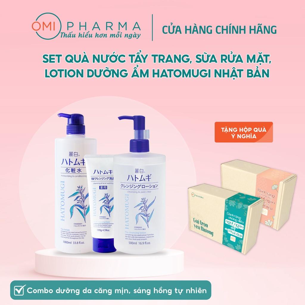 Set Quà Nước Tẩy Trang, Sữa Rửa Mặt, Lotion Dưỡng Ẩm Hatomugi Nhật Bản