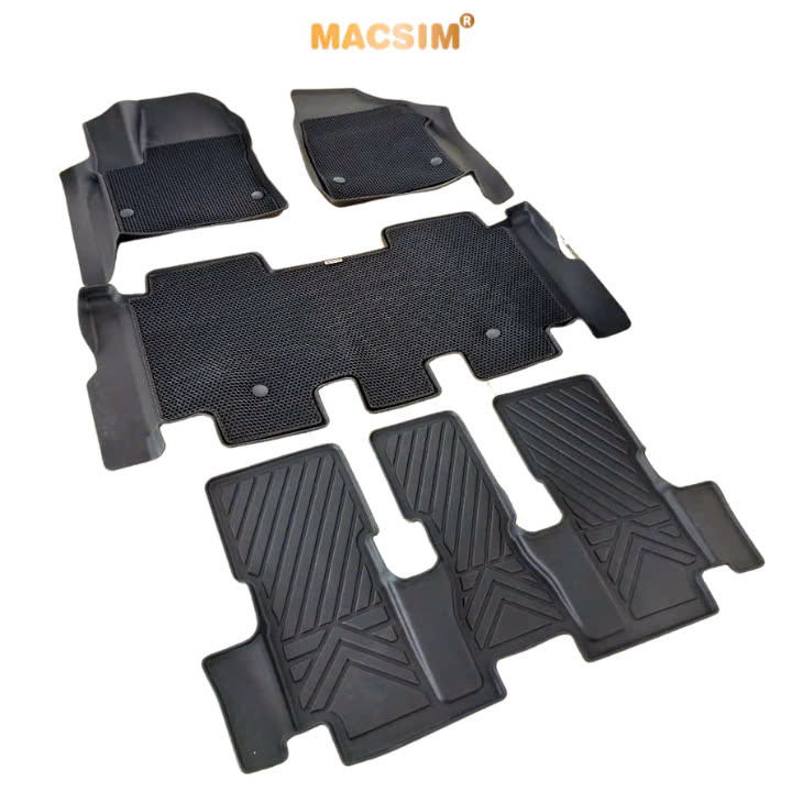 Thảm ô tô sd3 2 lớp dạng lưới lục giác Toyota Innova Cross 2023+ màu đen - bề mặt cao su siêu sạch - Macsim