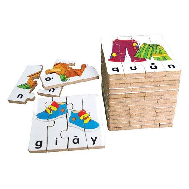 Combo bộ ghép hình học chữ Tiếng Việt 1 2, Tiếng Anh cho bé  - Đồ chơi gỗ Winwintoys