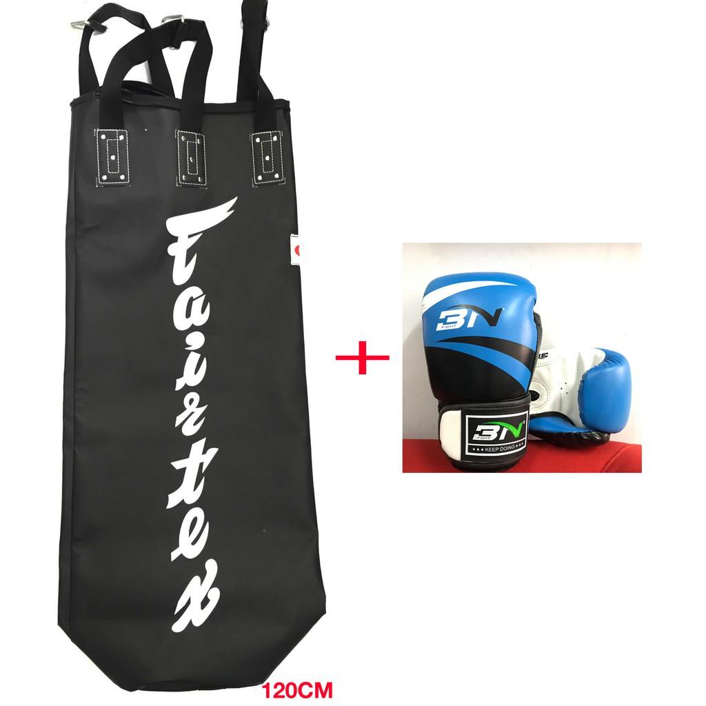 Võ bao cát boxing Fairtex 120cm cao cấp tăng cặp găng BN 10oz tiện dụng và phù hợp nhu cầu tập luyện sức khõe tại nhà