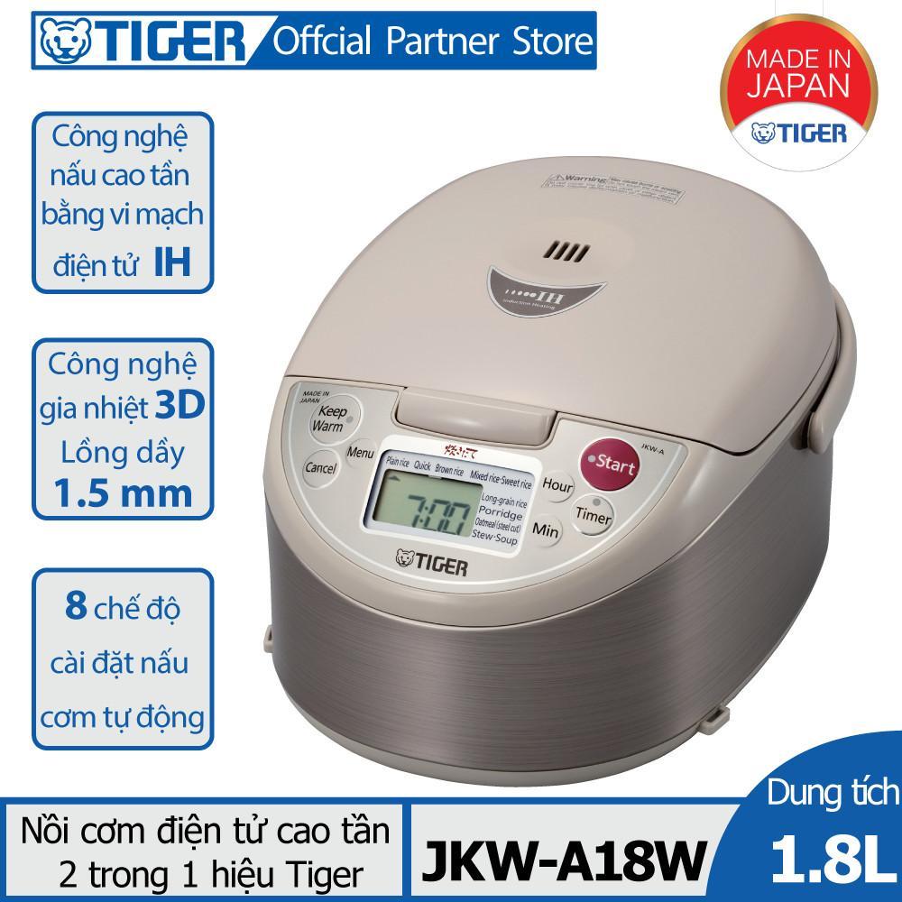 Nồi cơm điện Tiger JKW-A18W (1.8L) Tặng Nồi PN LCPT-24C(IH) + Chảo PN SERWP(IH)-28B + Bàn nướng Tiger Queen SQ-G600A - Hàng Chính Hãng