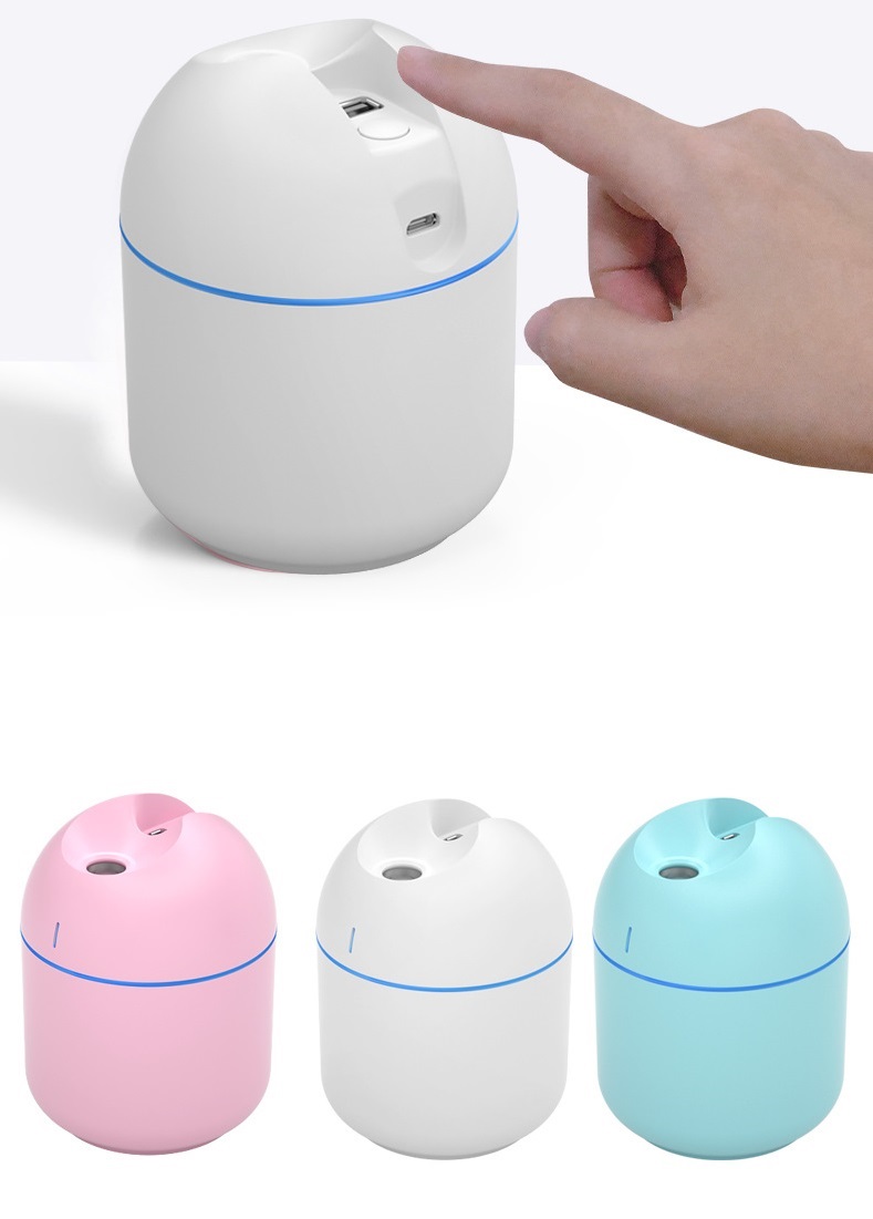 Máy phun sương tạo độ ẩm không khí mini dung tích 220ml dùng trong nhà/văn phòng+ tặng kèm quạt USB