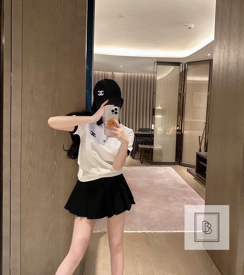 ÁO POLO TRẮNG PHỐI MÀU PHONG CÁCH NĂNG ĐỘNG CHO NỮ