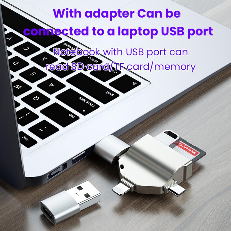Bộ điều hợp OTG 3in3 cho iPhone IOS 13 trên Micro Type-C sang USB SD TF Readers