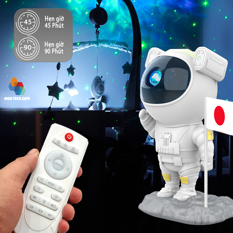 Đèn Chiếu Sao Nhà Du Hành CYKE Astronaut Có Kết Nối Bluetooth Chơi Nhạc Với Loa, Chiếu Trần Nhà Trang Trí, Chiếu Tường Decor, Có Điều Khiển Cầm Tay Tiện Lợi, Lắc Đầu Thông Minh Tùy Ý, Tặng Kèm Củ Sạc 10W