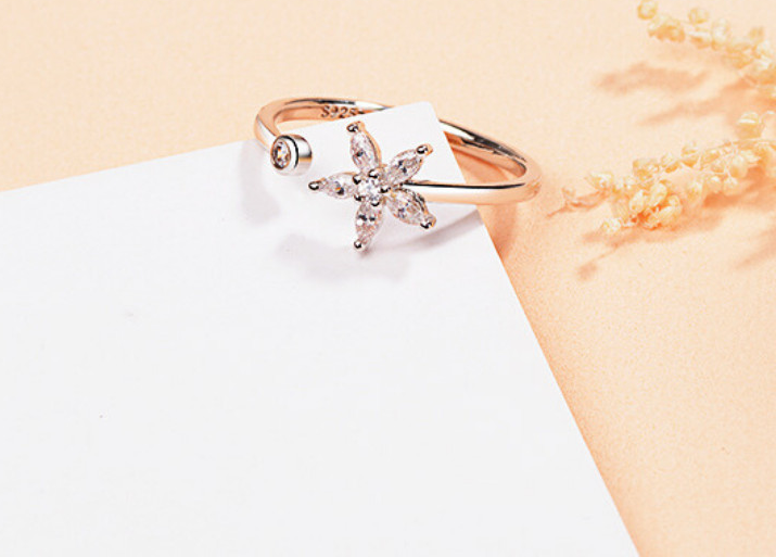 Nhẫn Bạc Nữ 925 hoa đào xinh