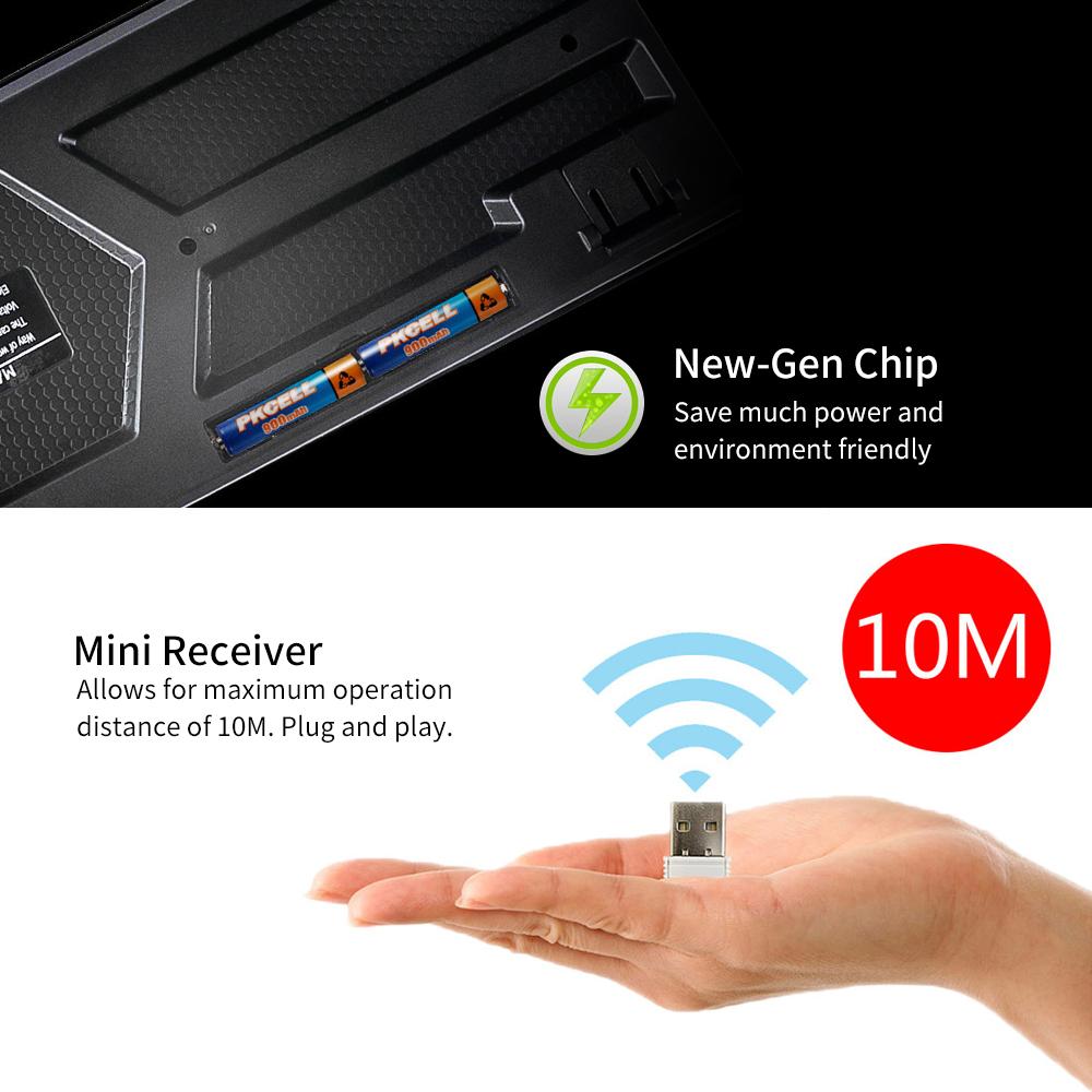 2.4G Wireless Keyboard and Optical Mouse Combo Suspended Keycap Adjustable Holder 3D Mouse for Office Work Game