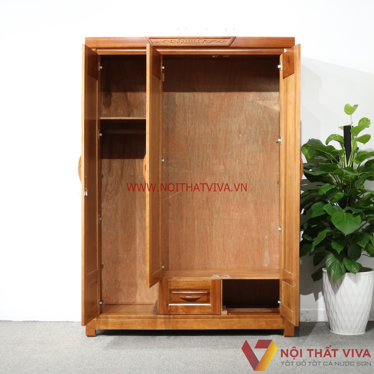 Tủ Áo 3 Cánh Gỗ Xoan Đào Tự Nhiên Đẹp Giá Rẻ