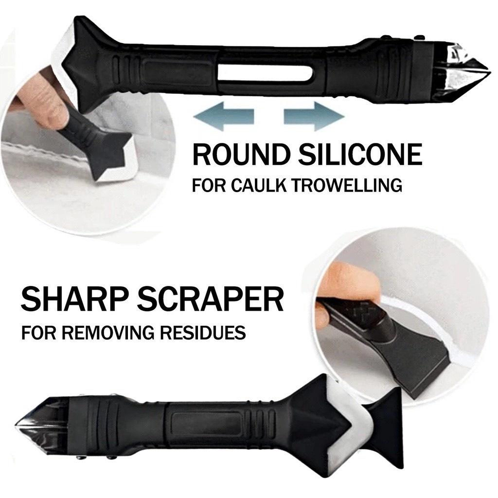 Bộ Dụng Cụ Cạo Trét Keo Silicon Gạch Kính, Dụng Cụ Miết Keo Silicone Kèm 5 Đầu Miết