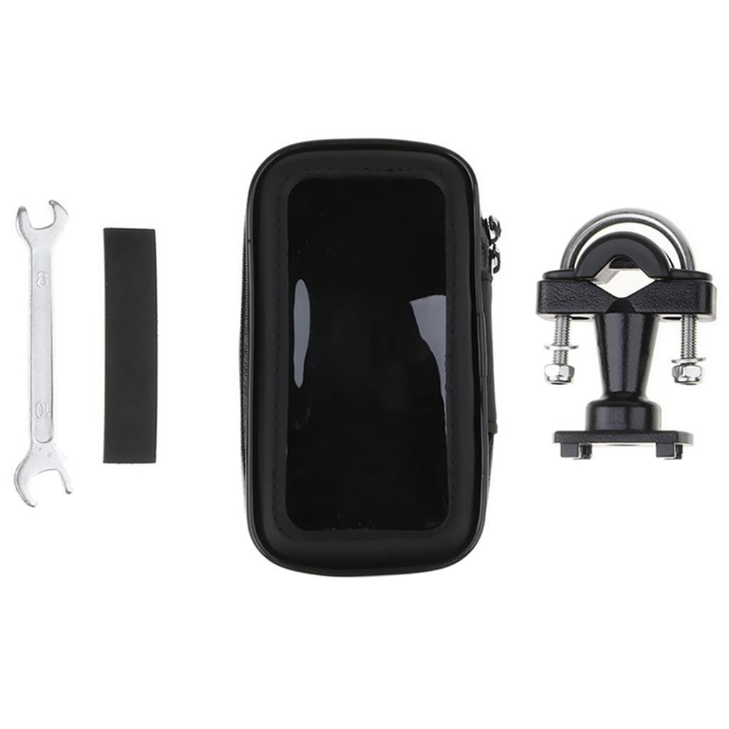 Motorcycle Waterproof Phone Case Bag With Handlebar Mount Holder Black