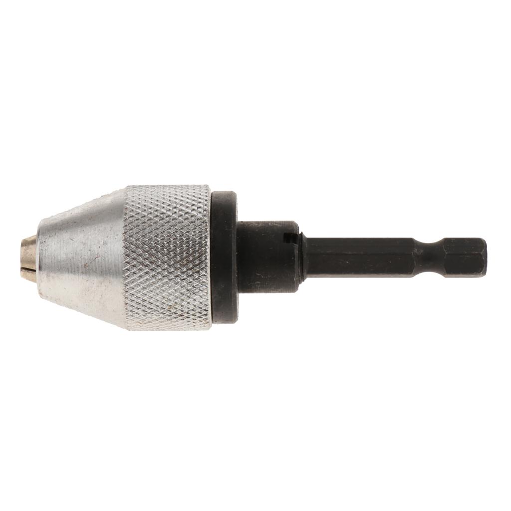 Keyless Hex Shank Drill Chuck Adapter Conversion Tool 0.3-6.5mm Silver