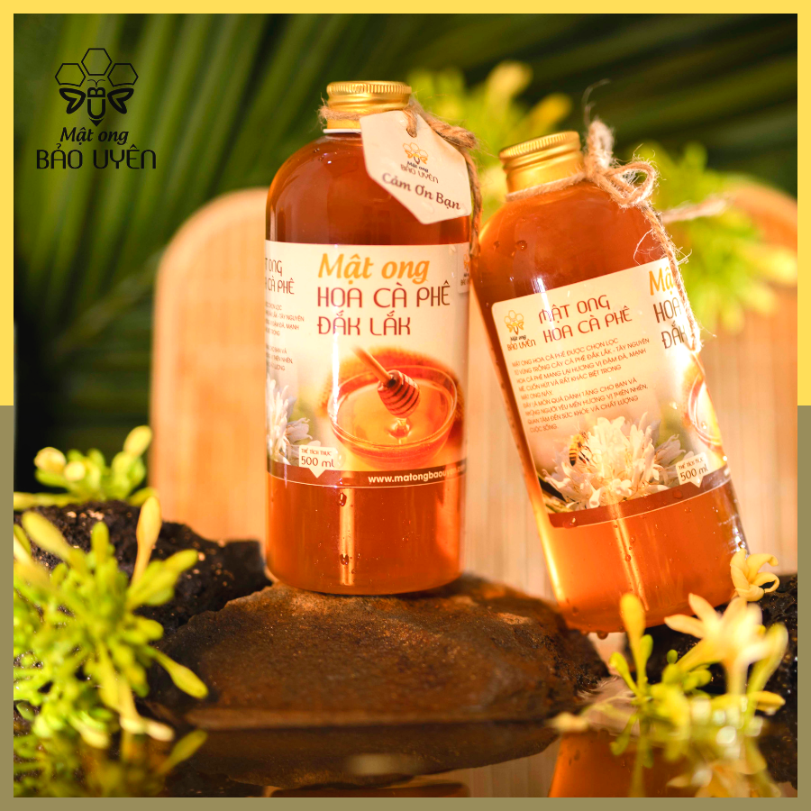 Combo 2 Chai Mật Ong Hoa Cà Phê Nguyên Chất Bảo Uyên 100% Tăng Cường Sức Đề Kháng Dung Tích 500ml