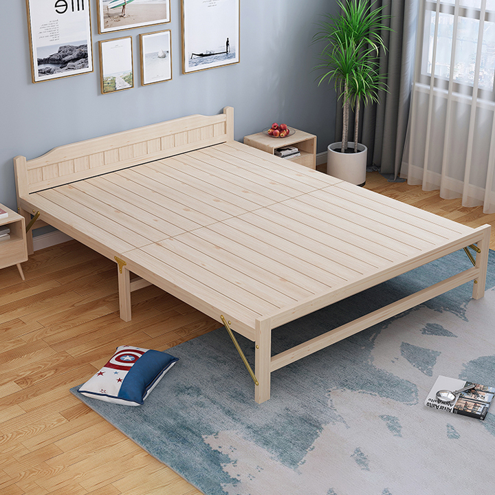 Giường ngủ gỗ thông gấp gọn tặng kèm đệm, có 5 kích thước chiều ngang 60cm - 80cm - 1m - 1m2 - 1m5