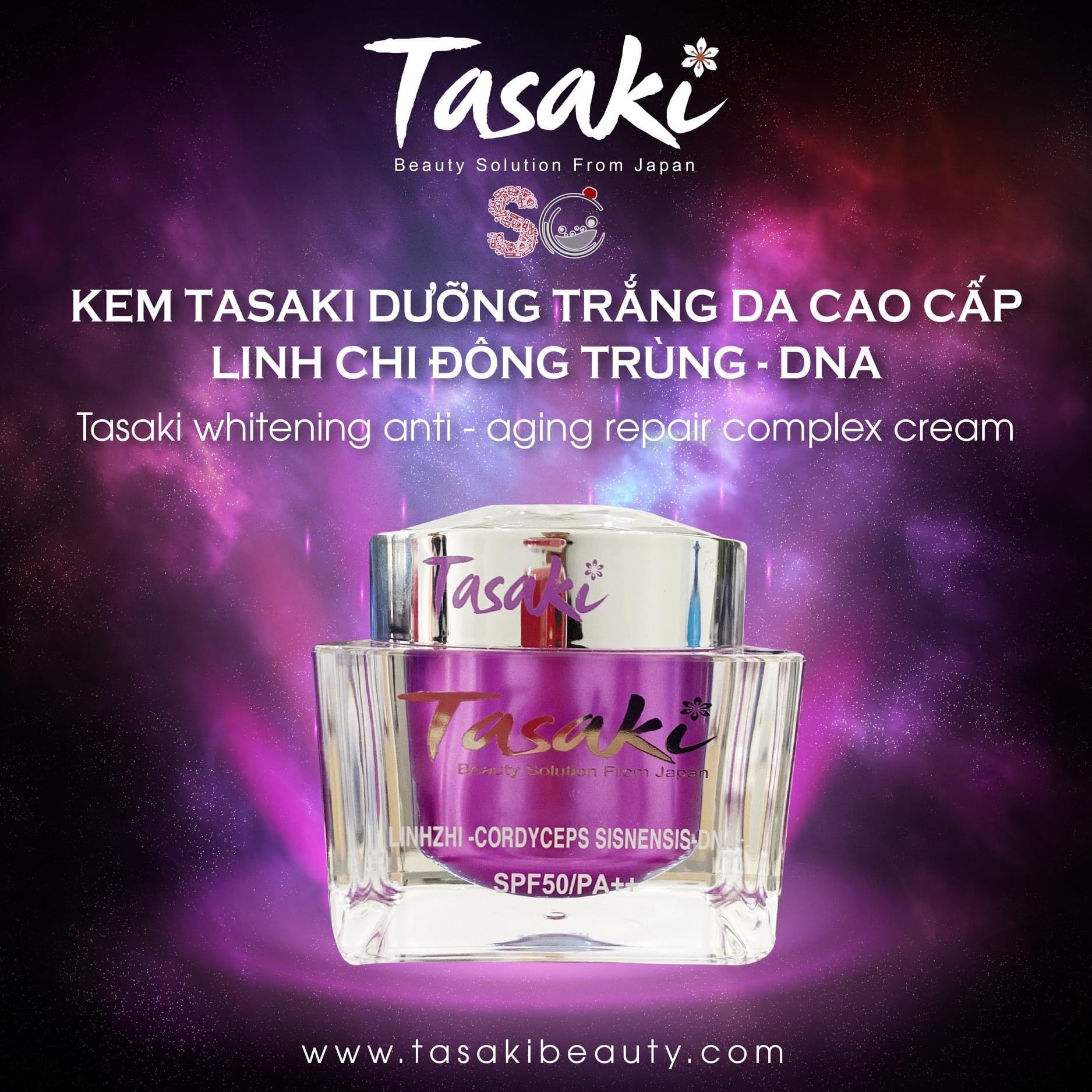 KEM TASAKI TÍM NGỪA LÃO HÓA - XÓA THÂM NÁM - WHITENING ANTI-AGING REPAIR COMPLEX CREAM - LINGZHI - ĐÔNG TRÙNG - DNA