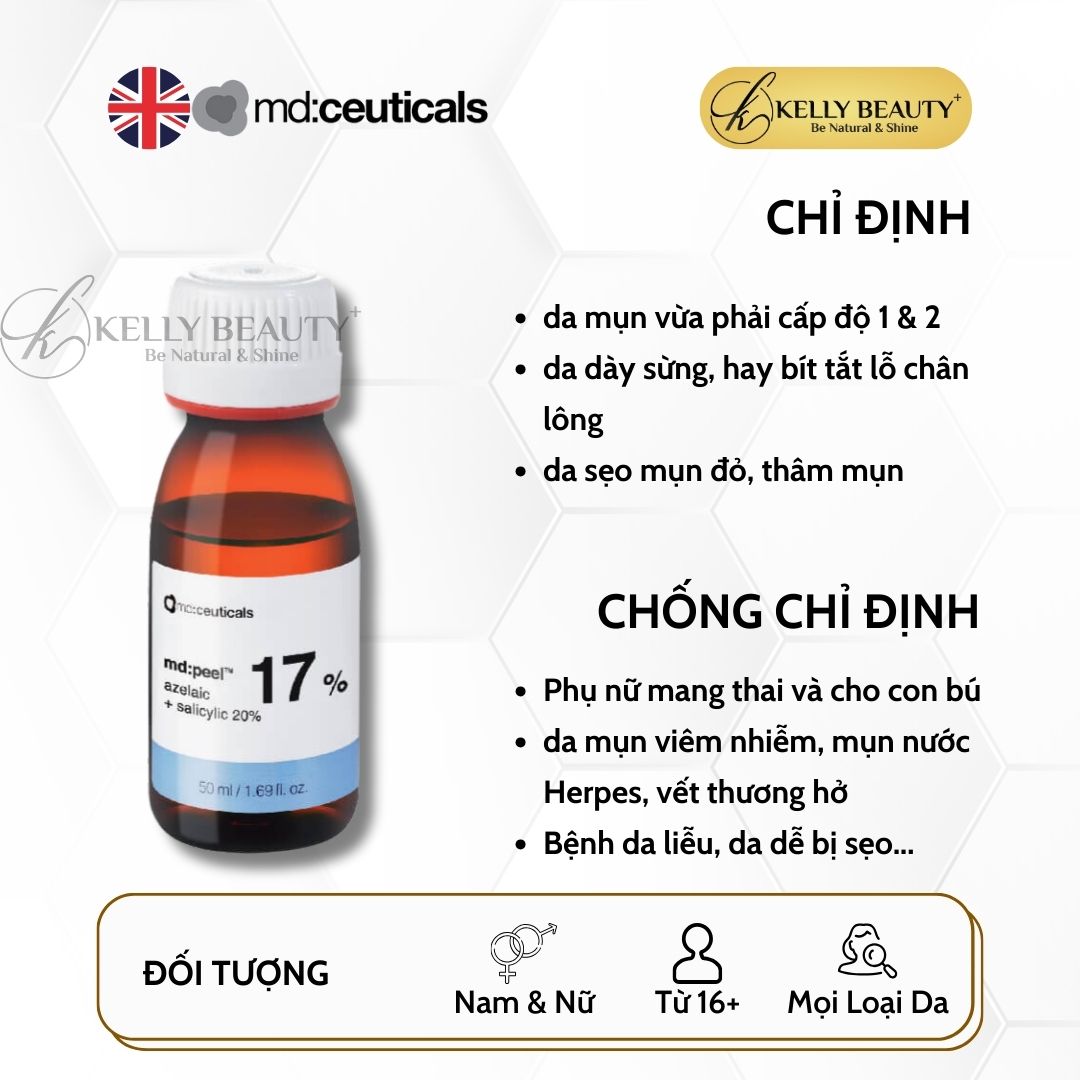 Peel Da Mụn MD:PEEL Azelaic 17% + Salicylic 20% - MD:Ceuticals | Kelly Beauty