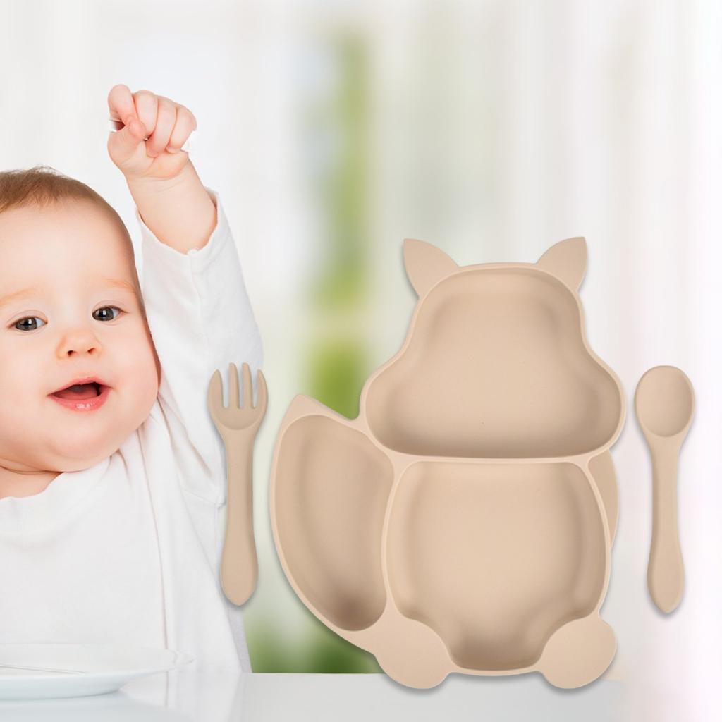 Suction Plates for Babies Toddlers Kids Infant - 100% Silicone, Plates Stay Put with Suction Feature, Divided Design, Microwave, Dishwasher Friendly