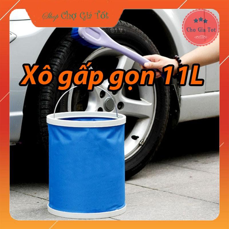 Xô vải gấp gọn đựng nước trên ô tô du lịch câu cá 11 Lít
