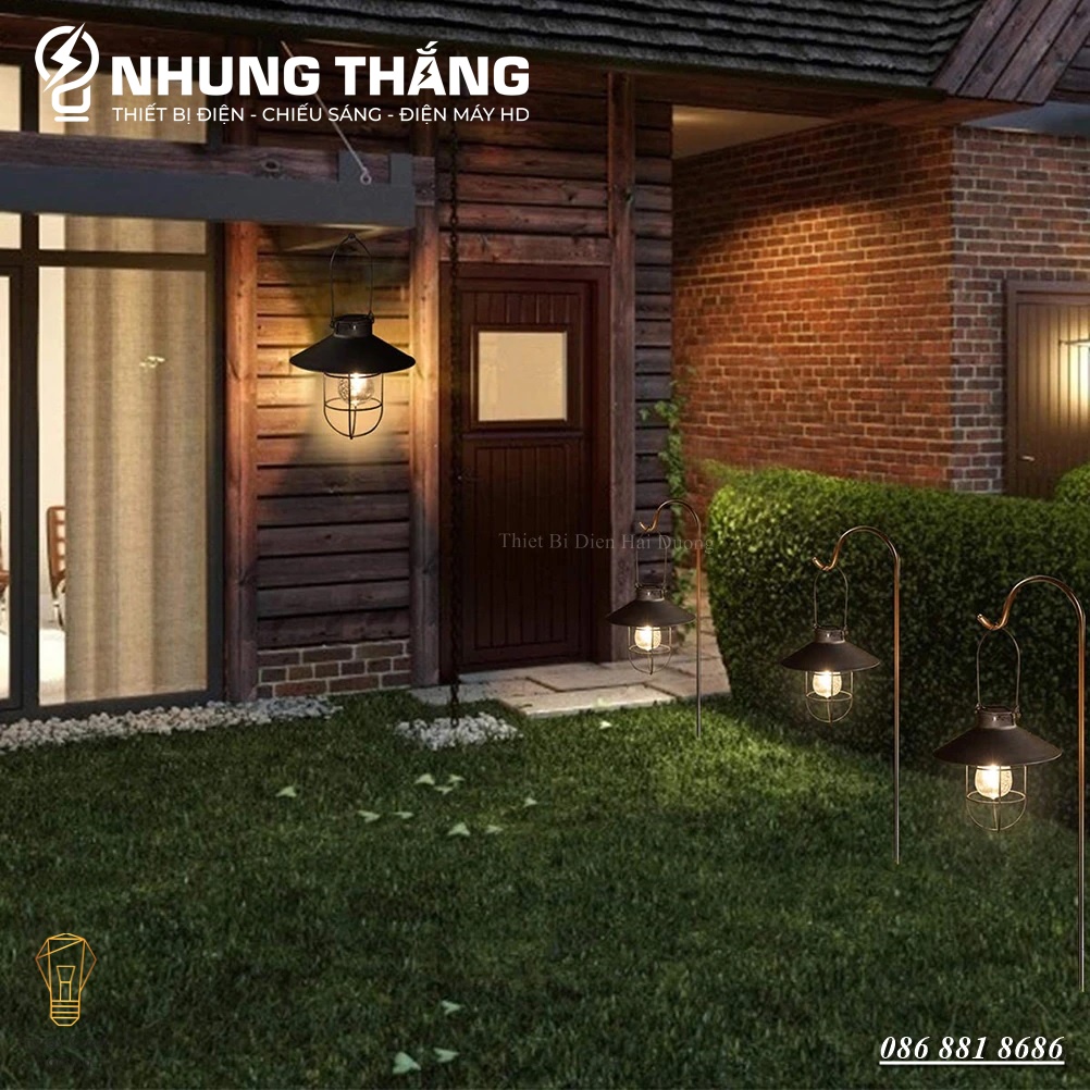Đèn Treo Thả Phòng Nổ Retro PA02 - Sử Dụng Năng Lượng Mặt Trời - Decor Bắc Âu Trang Trí -Chống Nước Ip65 - Kèm Bóng - Có Video
