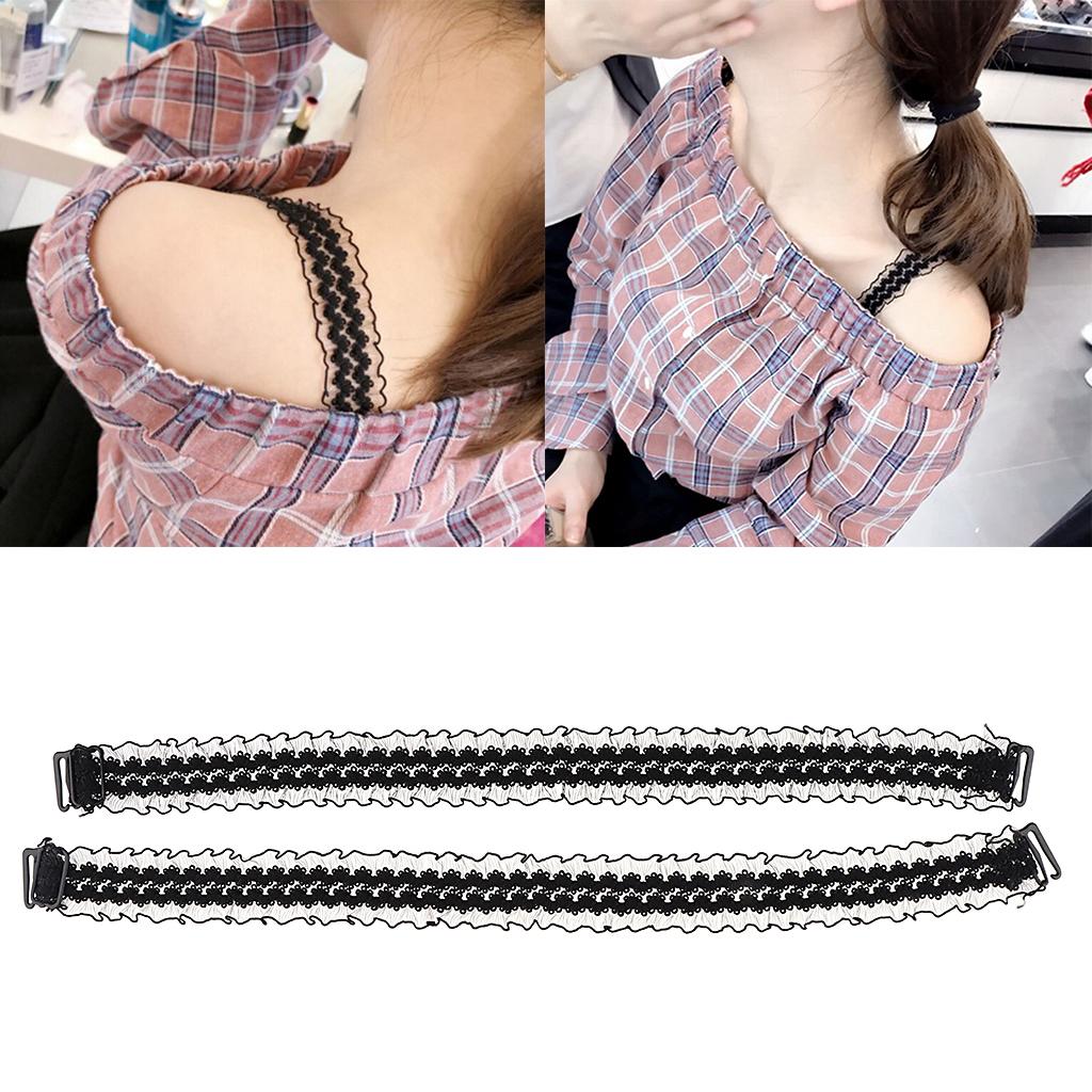 Womens Elastic Lace Bra Straps Non-slip Seamless Shoulder Strap Replacement