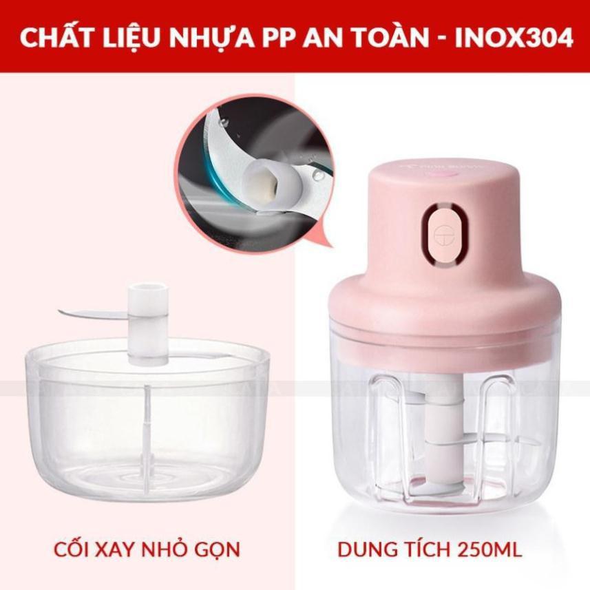 Máy xay mini sạc cổng USB tiện lợi - Xay thịt, tỏi, ớt, rau củ quả (thể tích 250ml) S1975