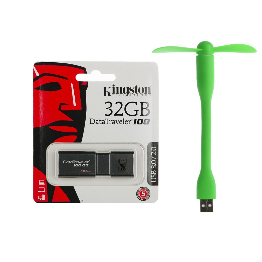 USB 32gb Kingston DT100G3 USB 3.0 - Hàng Chính Hãng + Tặng kèm quạt USB 2 cánh