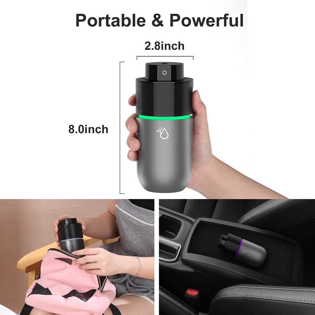 Máy tạo độ ẩm ô tô, Máy khuếch tán tinh dầu Humidifier USB 7 màu Đèn LED dung tích 200mL